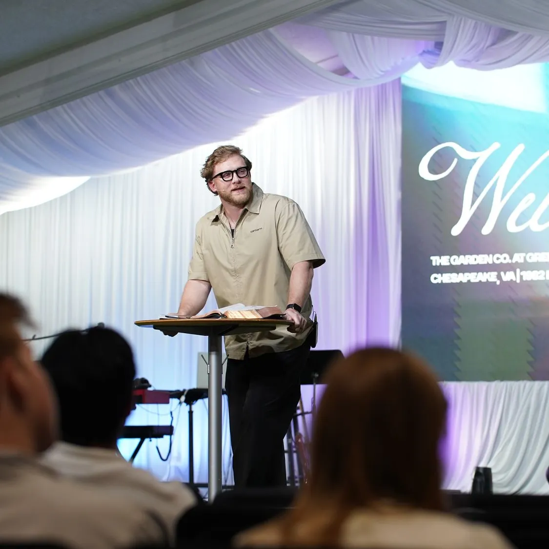 Preaching at a Sunday gathering at Garden Co.